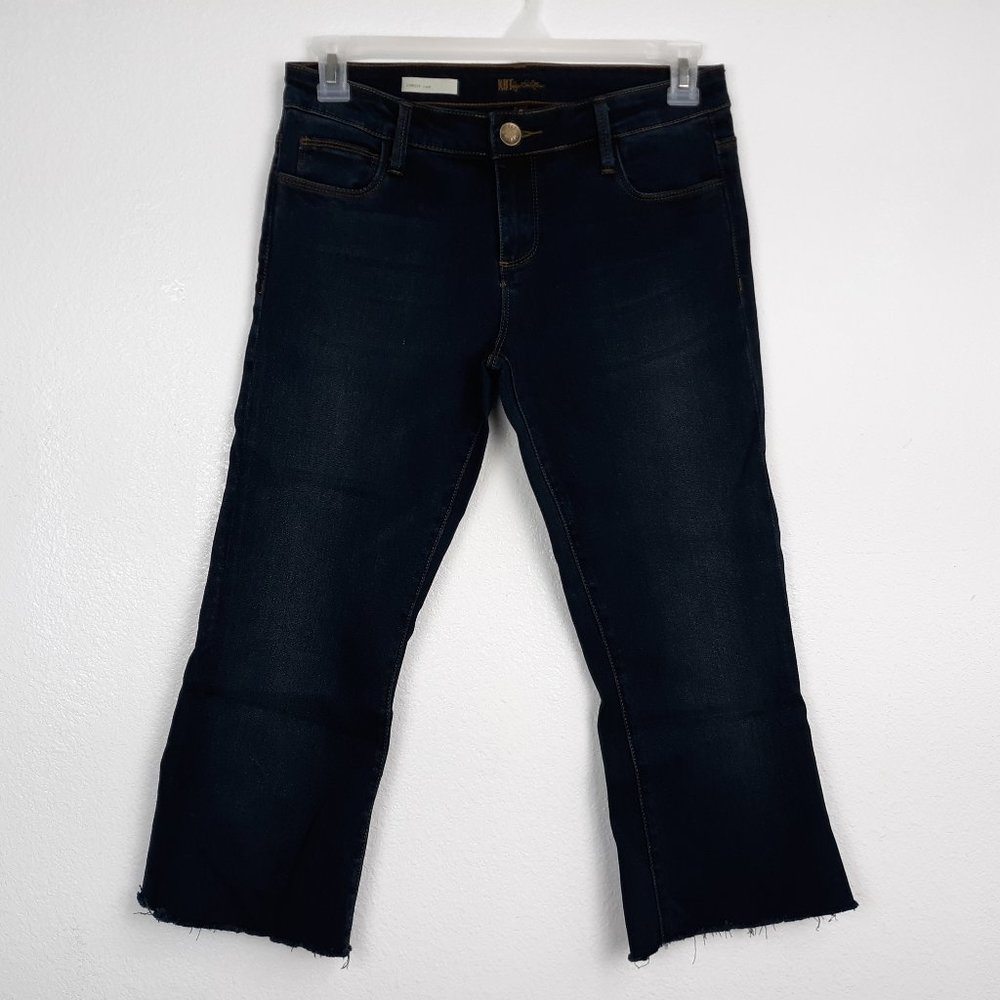 Kut from the Kloth Women's Chrissy Flare Jeans Size 6 Raw Hem Dark Wash Denim